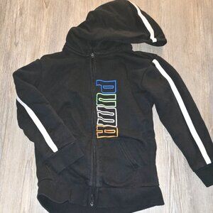 PUMA Youth Black Zippered Hoodie w/Multi-color Logo | Size 7